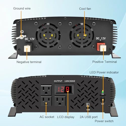 2500 Watt car Power Inverter 12V to 110V