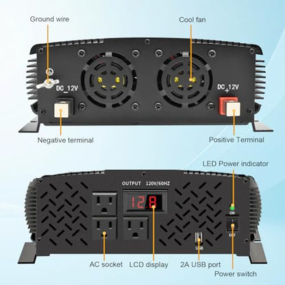 2500 Watt car Power Inverter 12V to 110V