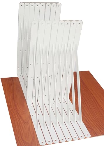16 Pack L16 x H 10" White Heavy Duty Shelf Brackets with Screws Metal Shelf Brackets Shelf Support Angle Brackets for Shelves L Brackets Heavy Duty Floating Shelf (16 Count)