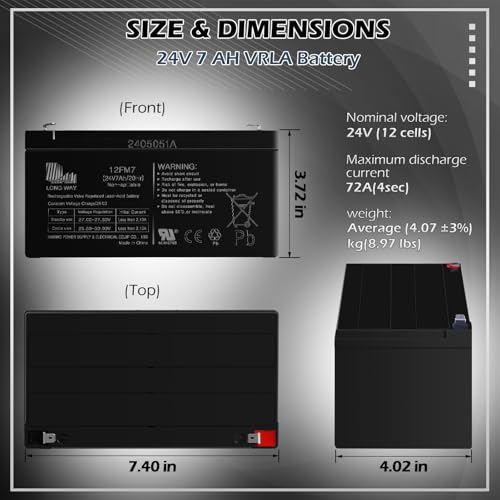 24V 7AH Battery for 24 Volt Ride on Cars Toys