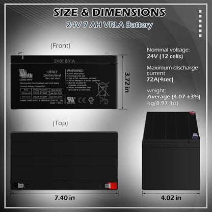 24V 7AH Battery for 24 Volt Ride on Cars Toys
