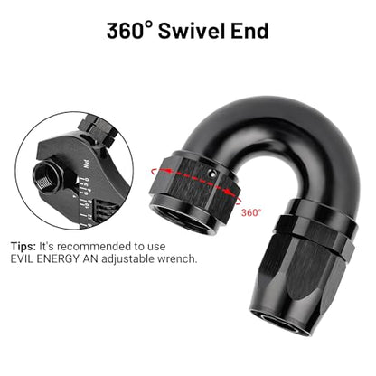 12AN 180 Degree One Piece Full Flow Hose End Fitting Swivel for CPE Braided Hose