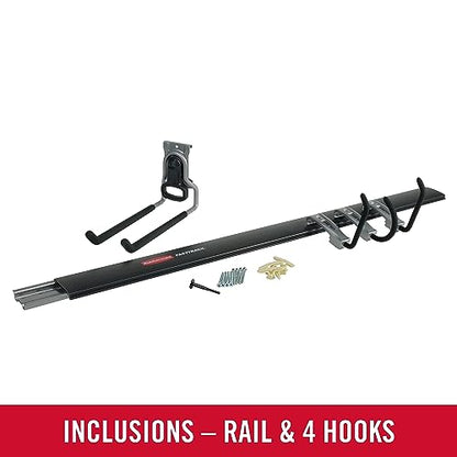 FastTrack Garage Storage Utility Hooks 5 Piece Black All in One Rail Hook Kit and Tool Organizer Heavy Duty for Home