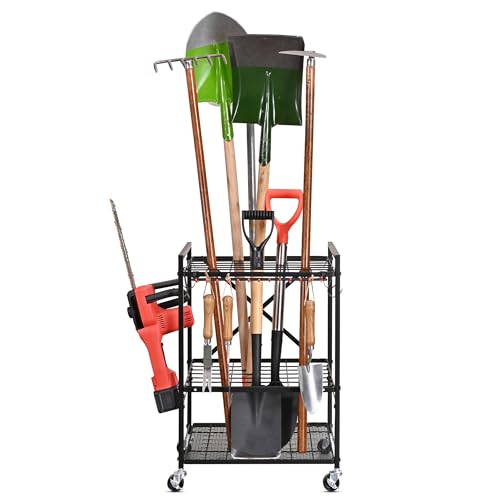 Rolling Garden Tool Organizer for Garage and Yard Tools