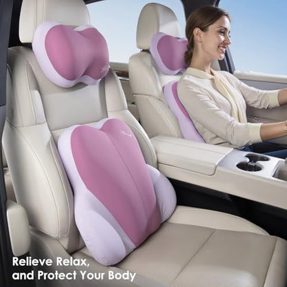 Lumbar Support with Car headrest Back Pillow for Chairs Headrest Pillow for Car Ergonomic Ultrathick Memory Foam Back Pillow for Office Chair
