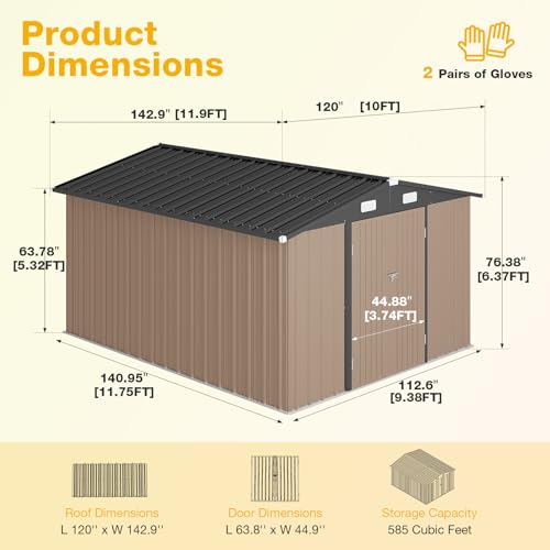 10x12 FT Outdoor Storage Shed Heavy