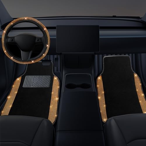 Bling Car Floor Mats Full Set and Steering Wheel Cover