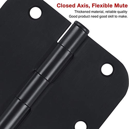 Rounded Door Hinges Matte Black 3.5 x 3 1 (3 Count)