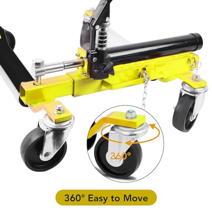 4 Pcs Car Wheel Dolly with Hydraulic Tire Jack (4 Count)