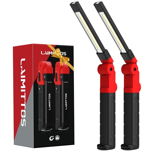 Rechargeable Work Light 2200mAh Magnetic LED Work Light Flashlight Mechanic Light Tool for Men Him (2 Count)