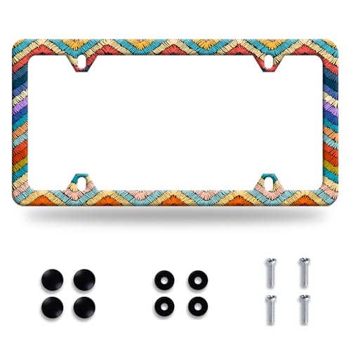 Boho License Plate Frame Stainless Steel Car Accessory 6.3x12.3 Inch