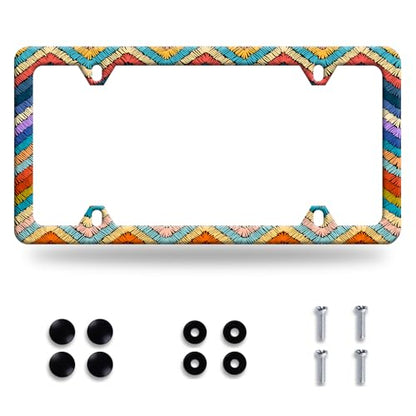 Boho License Plate Frame Stainless Steel Car Accessory 6.3x12.3 Inch
