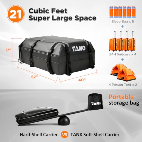 Car Roof Bag 21 Cubic Feet Rooftop Cargo Carrier