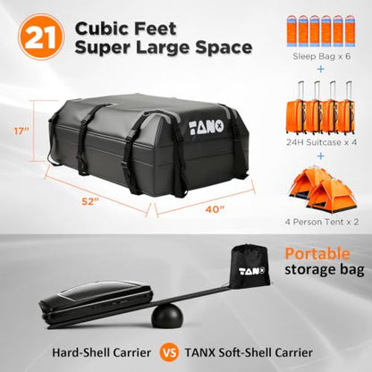 Car Roof Bag 21 Cubic Feet Rooftop Cargo Carrier