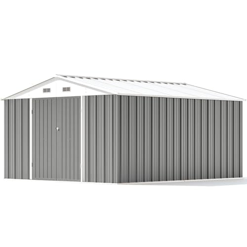 10 x 12 FT Metal Storage Shed for Outdoor with Floor Frame