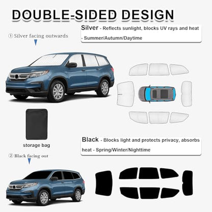 8pcs Thicken Sun Shades for Honda Pilot 2016 (8 Count)