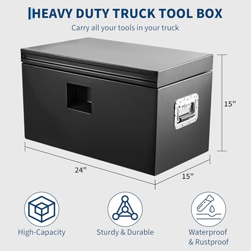 Truck Bed Toolbox Truck Tool Box Heavy Duty Steel Storage Cabinet Organizer Chest Jobsite for Pickup