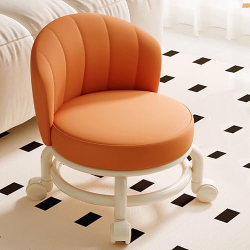 Low Rolling Stool with Backrest