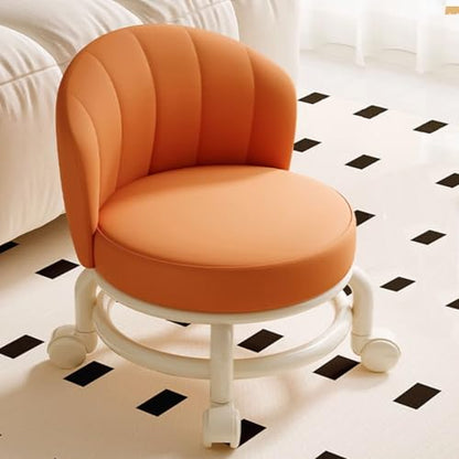 Low Rolling Stool with Backrest