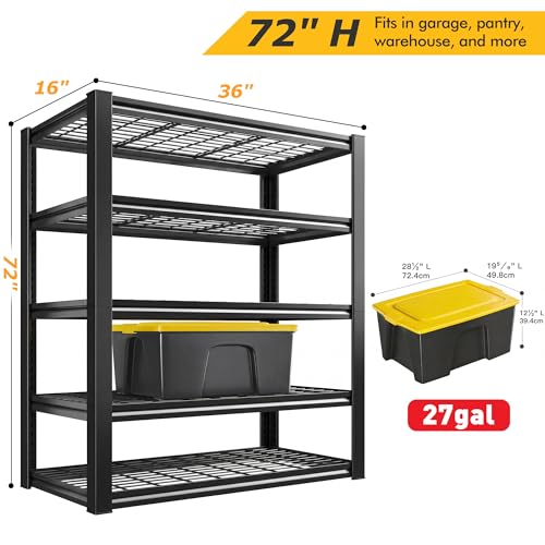 72" H Garage Shelving 3200 LBS Heavy Duty Adjustable Storage Shelves