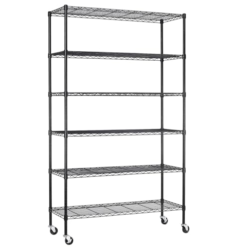 6 Tier Wire Shelf with Wheels