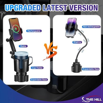 Cup Holder Phone Charger 15W Fast Charging Auto Clamping Holder