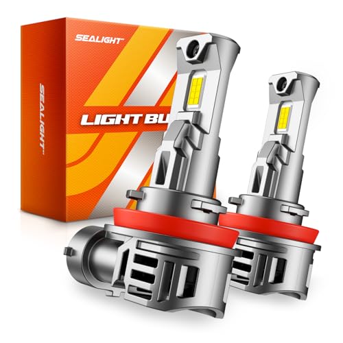 H11/H9/H16 LED Light Bulbs, 50000LM 1000% Ultra Bright 6500K Cool White, Real 1:1 Halogen Mini Size, 60000+ Hours Lifespan Plug-N-Play Fog Lights, Pack of 2 (2 Count)