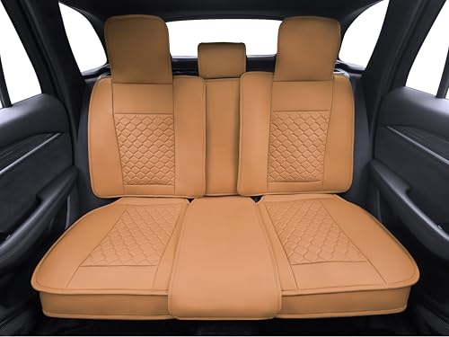 Car Seat Cover Full Set Leather Waterproof Front Rear Cognac