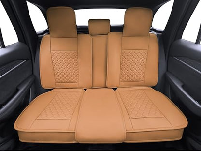 Car Seat Cover Full Set Leather Waterproof Front Rear Cognac