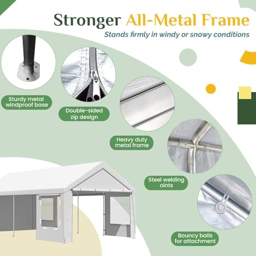 Carport 12x24 Ft Heavy Duty Carport with Roll
