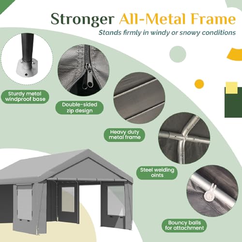 Carport 13x20 Ft Heavy Duty Carport with Roll
