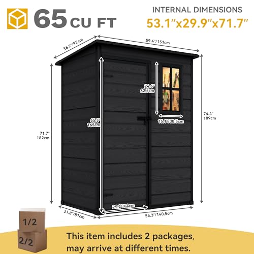 5x3 FT Outdoor Storage Shed with Reinforced Floor & Window
