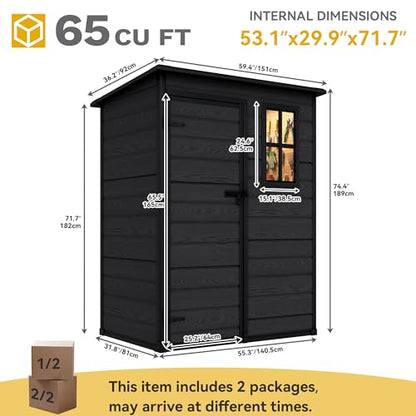 5x3 FT Outdoor Storage Shed with Reinforced Floor & Window