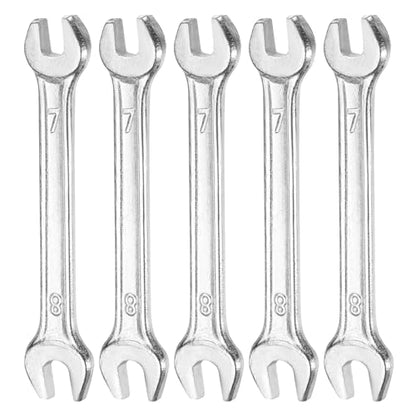 5pcs Double Open End Wrench 7mm x 8mm Metric 15 Degree Offset Angle Small Flat Head Wrench Galvanizing Open Ended Spanner for Automotive Repair Furniture Assembly (5 Count)