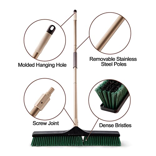 Heavy Duty Push Broom 24" with 66" Long Handle