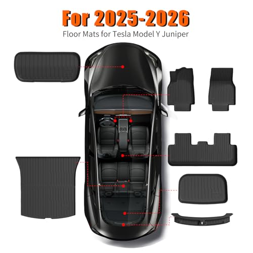 Floor Mats Cargo Liners for 2025 2026 Tesla Model Y Juniper Accessories 7PC
