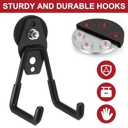 22 Pcs Large Magnetic Hooks Heavy Duty Garage Magnet Hooks Strong Storage Utility Magnetic Hangers with Anti Slip Rubber Coating for Indoor and Outdoor Hanging (22 Count)