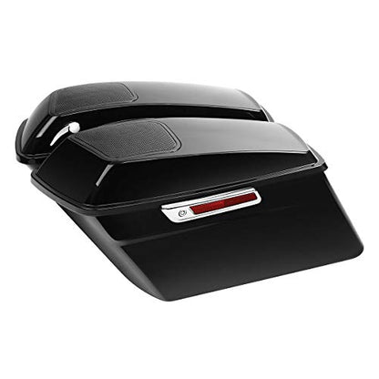 Vivid Black Hard Saddlebags with 6x9 Cut Out Speaker Lids Fit for Harley Touring Road King Street Glide Electra Ultra 2014