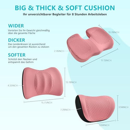 3 PCS Seat Cushion for Carseat Lumbar Support Pillow Car Neck Headrest Pillows Memory Foam Gel Memory Foam Massage Point Seat Pads Pressure Relief Back Cushion for Office Chair (3 Count)