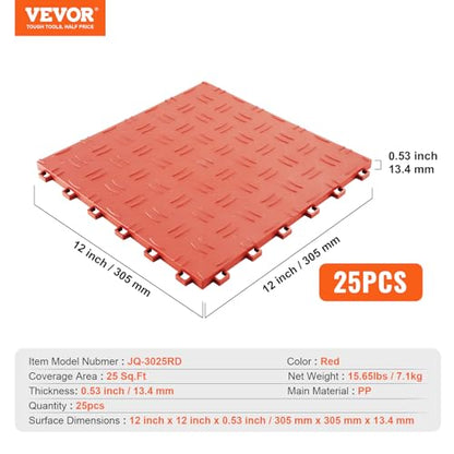 Garage Floor Tiles 12 x 12 x 0.53 inch (25 Count)