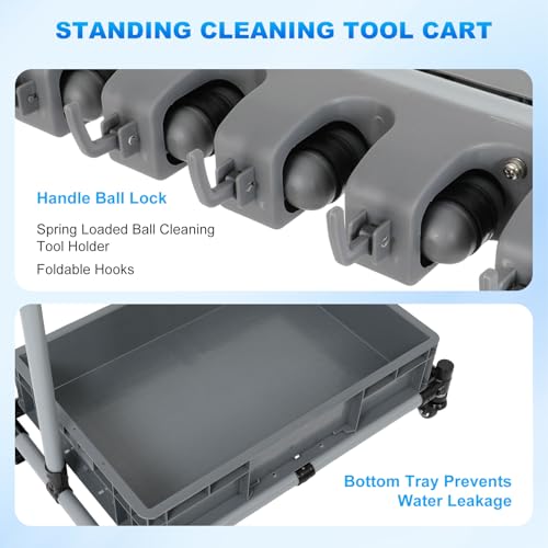 Broom and Mop Holder Freestanding Mobile Cleaning Tool Storage Rack
