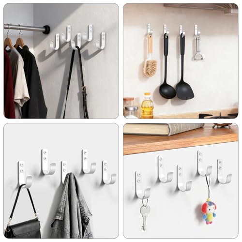 15 Pack White Metal Wall Mount Hooks for Hanging Coats & Towels (15 Count)