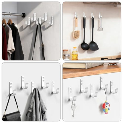15 Pack White Metal Wall Mount Hooks for Hanging Coats & Towels (15 Count)