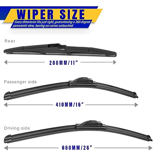 3 Wipers Fits KIA Sportage 2017