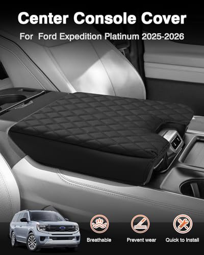 Custom for 2026 2025 Ford Expedition Platinum Center Console Cover Armrest Cover for Expedition Accessories Armrest Cushion Pad Leather Middle Console Cover Seat Box Protector Anti