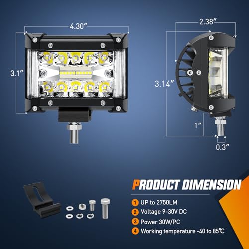 4.3 Inch Side Shooter Light Bar Spot Flood Combo Triple Row