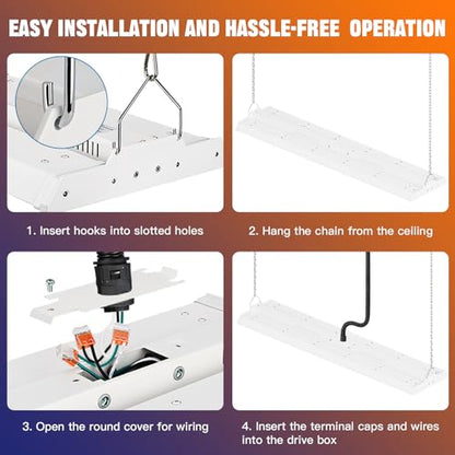 300/240/200W LED Linear High Bay Light 45000LM 5000K 120-277V, 4-Pack (4 Count)