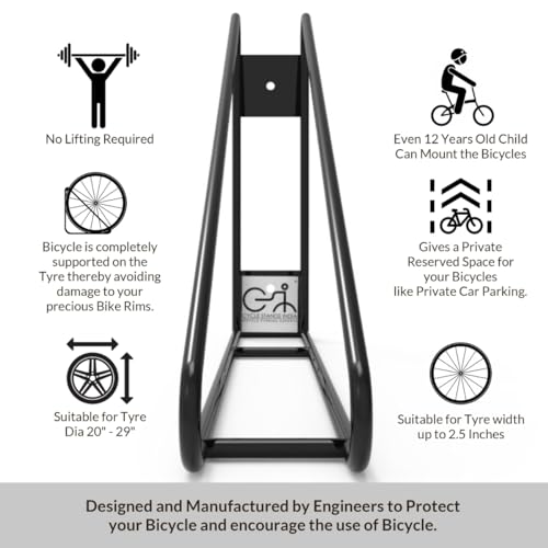 Bike Wall Mount Vertical Bike Hanger for Home Space Saving Rack Storage Mount for Garage or Home Bicycle Holder for Mountain Bikes Road Bikes Holds up to 77lbs Black (2 Count)