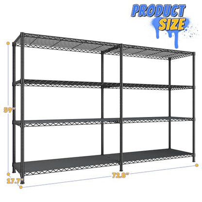 72.8" W Storage Shelves Load 1500LBS (4 Count)