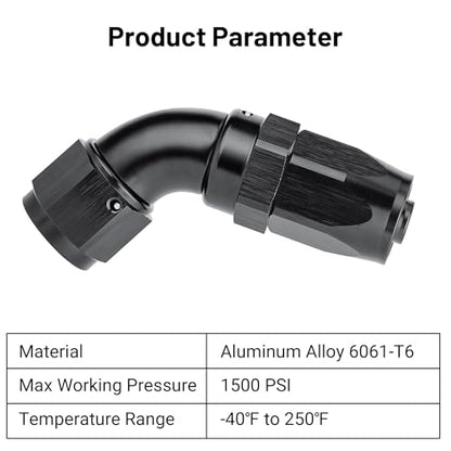 8AN 60 Degree One Piece Full Flow Hose End Fitting Swivel for CPE Braided Hose